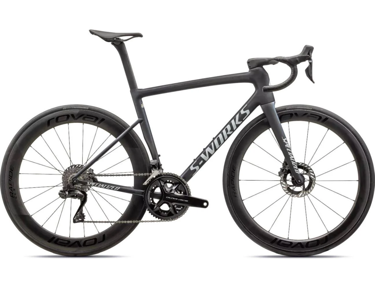 Specialized TARMAC SL8 S-Works DI2 SATIN CARBON / VIAVI CYNAN BLUE / VIAVI SILVER-BLUE PEARL FADE / GLOSS METALLIC WHITE SILVER